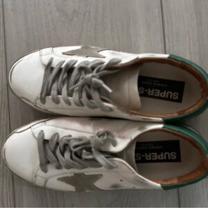 Golden Goose Super-Star Sneakers with Green Highlights